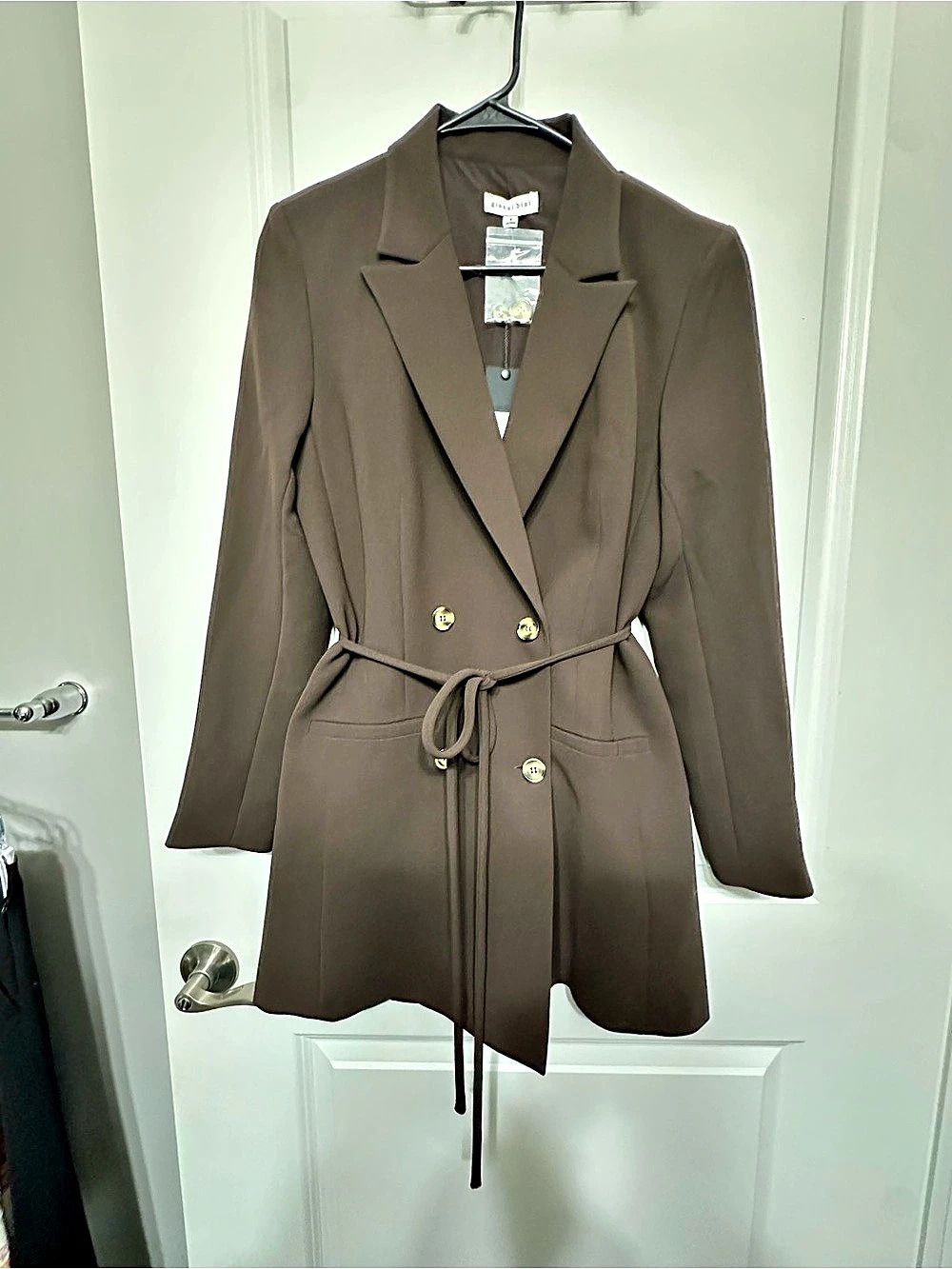 Gianni Bini Belted Double-Breasted Blazer Dress Brown Size Small NWT